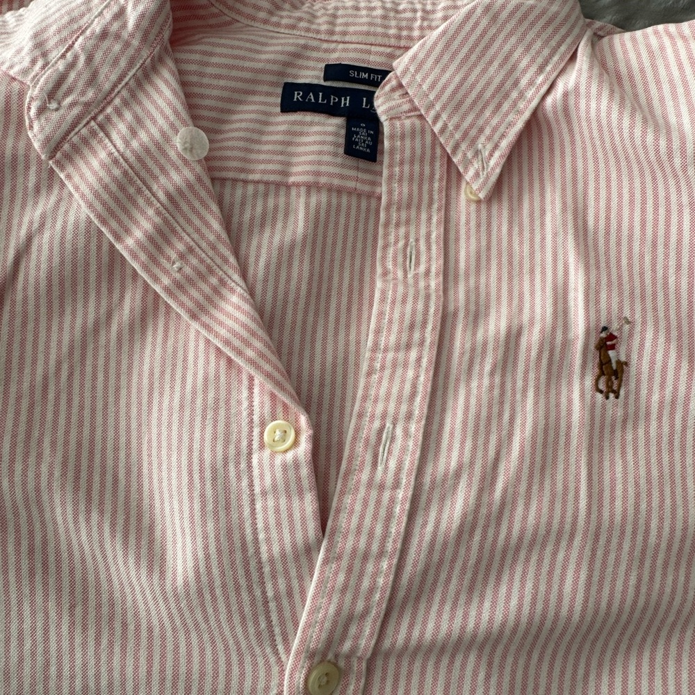 Ralph Lauren Pink and White Striped Shirt